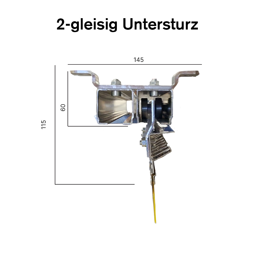 Schiebevorrichtung PVC Streifenvorhang 2-gleisig für UNTER-Sturz